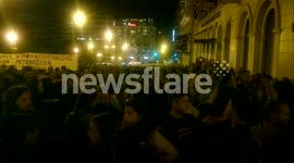 Greece 48h general strike, day 2 - Street flooding demonstration