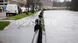 Swollen river Wear in Durham UK