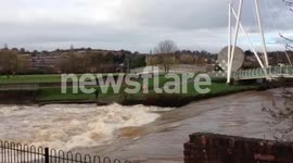 TV crews come to rain-soaked Exeter