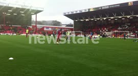 Bristol City Players Warming Up Before Peterborough