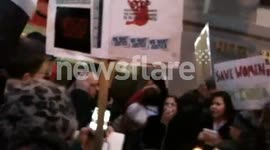 Protest against rape violence in India before London Indian Embassy