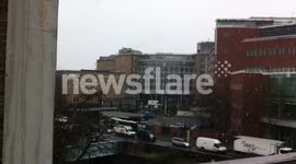 Snow fall at the BBC Television Centre