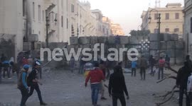 Egyptian protesters clash with the police on 25th of January