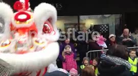 Lion dance for Chinese New Year in kings Lynn