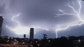 Lightning lights up Houston, TX