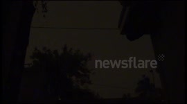 Lightning Hits Tall Palm Tree During Monsoon Storm in Arizona