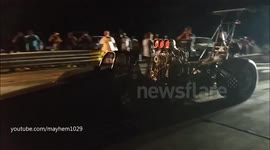 CARQUEST Dragster explosion ejects torque converter @ Little River Dragway
