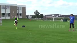 Keevan's 116' javelin throw, 2014 Michigan Senior Olympics