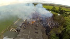 Drone footage of barn fire