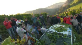Rally car crashes into vineyard in Germany
