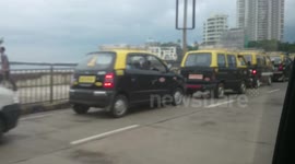 Hundreds of taxis queueing in Mumbai
