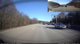 Audi cuts car off and gives middle finger when get honked at