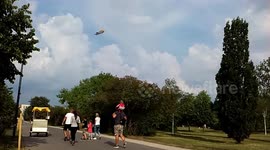 The biggest airship fly over Pragu