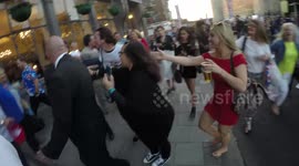 Female fans chase Dermot O'Leary through streets of Windsor