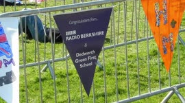 Royal Wedding Windsor on the long walk up to the castle hundreds of home made bunting line the route made by kids and homeless people  by Jim Connor
