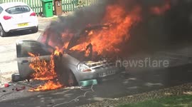 Car fire. Start of fire to finish.