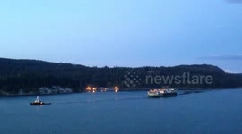 Tugboat pulls insane barge - Icy Strait - Alaska