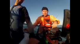 Great White Shark  encounters kayakers scary stuff !!!  .South Africa