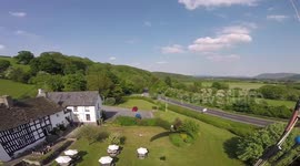 'Thirsty' UK paraglider makes surprise landing in pub garden - then buys locals a pint