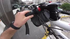 Cyclist comes up with unorthodox way to beat insane Paris traffic jam