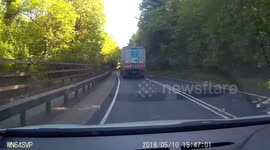 Near miss between a lorry and luton van