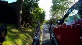 Cycling near miss - squeezed into kerb by car 25 JOF