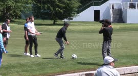 Carrick, Scholes and Sheringham join McIlroy for a game of FootGolf