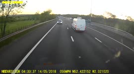HGV driver swerves wildly to avoid wrong-way driver on UK motorway