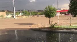 Floodwaters rage through street after heavy storm hits El Paso, Texas