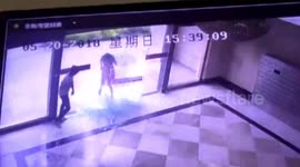 Sliding glass door shatters after being pushed by boy