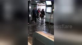 Paris metro station floods after heavy storms
