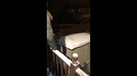 Funny face plant/print in the snow goes wrong