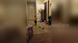 Two-year-old from California lands basketball hoop
