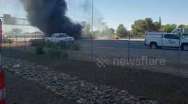 Semi burst into flames on Freeway