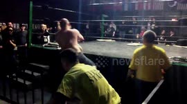 Pro Wrestlers BRAWL outside the ring and into the crowd