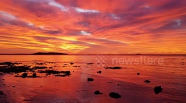 The sunrise is so red in victor harbor skies it looks like firee