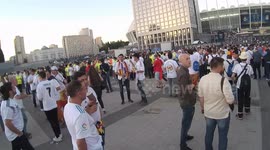 football Fans before the start of the football match Real-Liverpool near the Olympic Stadium in Kiev before the start of the Champions League final in Kiev, Ukraine. uefa