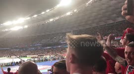 Liverpool fans at the Champions League Final in Kiev caught singing along to Dua Lipa