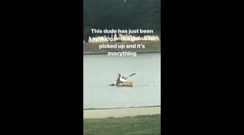 Man and Goose in a Kayak