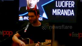 Tom Ellis sings during interview at London comic con 2018