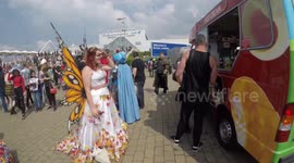 Butterfly goes to ice cream van at 2018 MCM London Comic Con