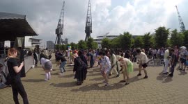 Cosplayers dance at 2018 MCM London Comic Con