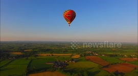 Drone Captures Hot Air Balloons At Sunset