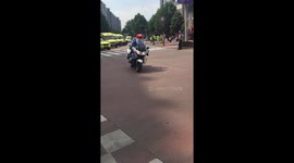 Shooting Liège (Belgium) - departure of Emergency Services from the scene of the incident. With police escort