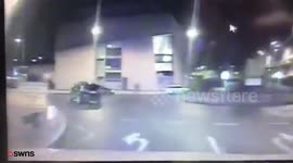 police pursuing stolen car through city centre during high speed chase