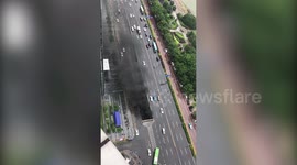 Car bursts into flames after crash at underwater tunnel