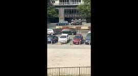 Moment Liège 'terrorist' is gunned down in front of high school