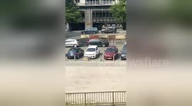 Moment Liège 'terrorist' is gunned down in front of high school