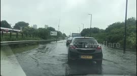 Flash Flooding Ponders End north London Meridian Way A1055 29 May 2018