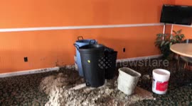 Roof collapses at hotel in Goodland, Kansas after flash flood warning